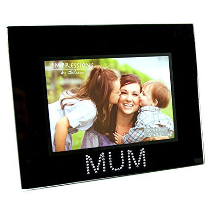 Black Glass Mum Photo Picture Frame 5x3.5
