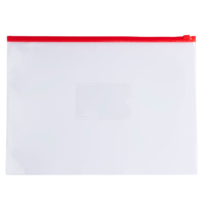 Pack of 12 A4 Clear Zippy Bags with Red Zip