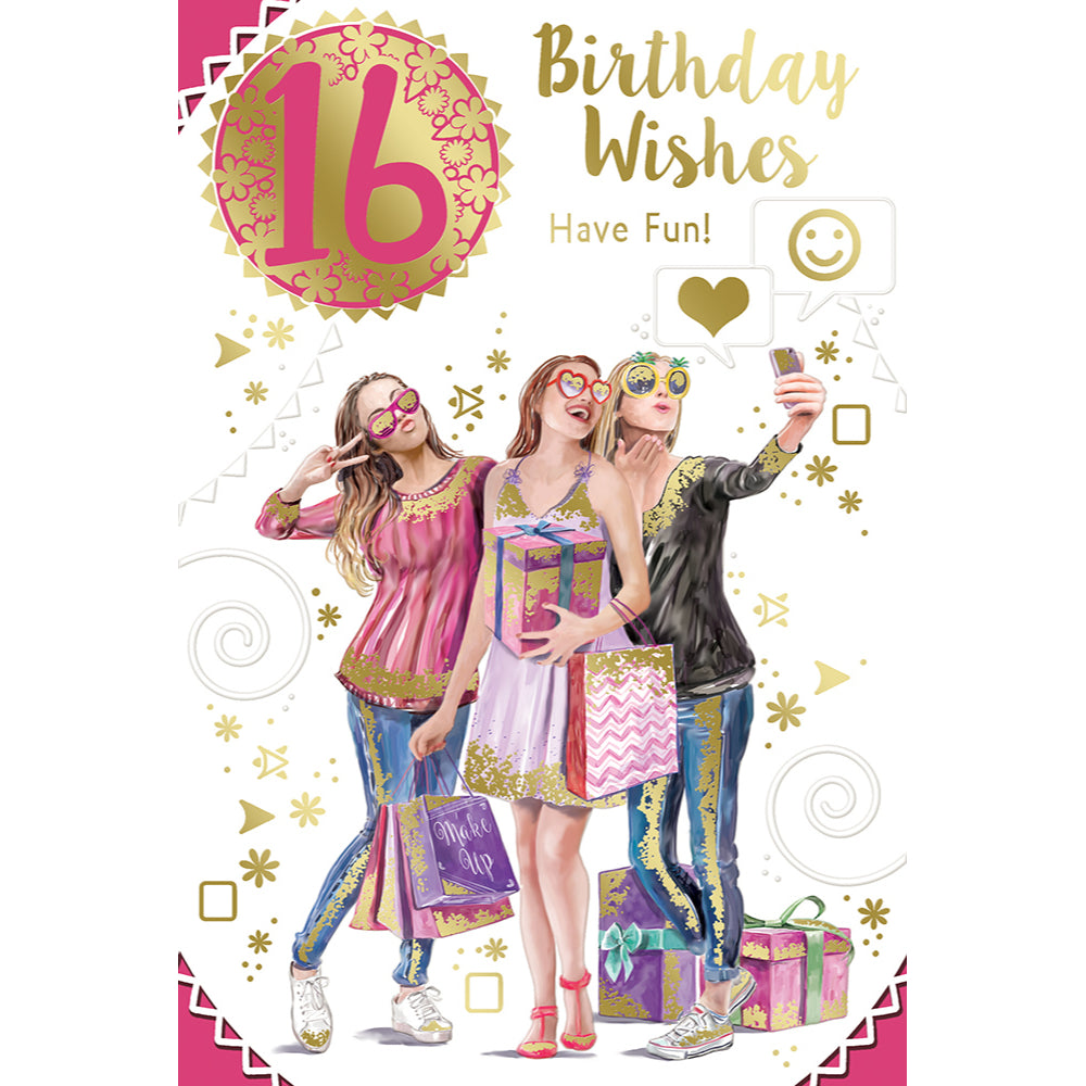 16th Birthday Wishes Have Fun Open Female Celebrity Style Greeting Card