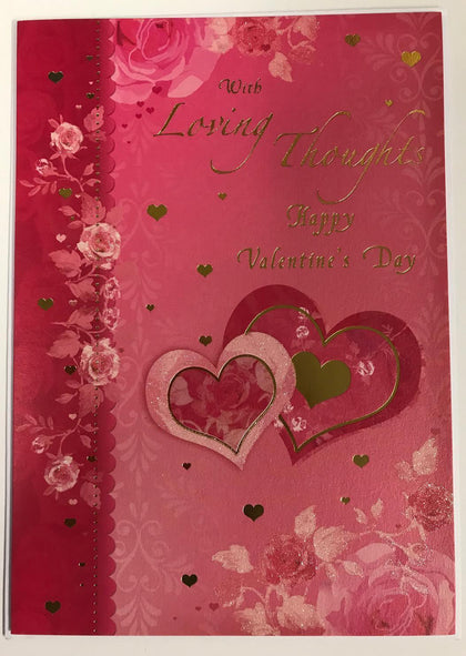 Loving Thoughts Sentimental Verse Gold Love Heart Valentine's Day Card