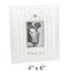 Wedding Day Ivory/Silver Fabric Frame with Bow - 4" x 6