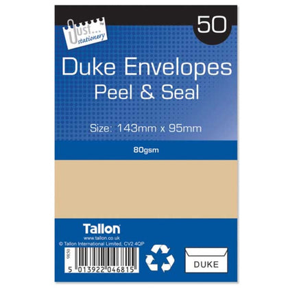 50 Duke Manila Peel & Seal Envelopes