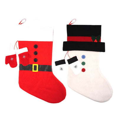 Christmas Design Stocking with Buttons and Hanging Gloves