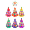 Pack of 144 Hat Cone Happy Birthday 16.5cm 6 Assorted Colours