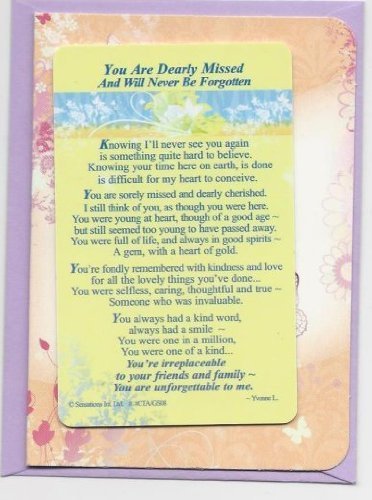Sentimental Graveside Card You are Dearly Missed and Will Never be Forgotten
