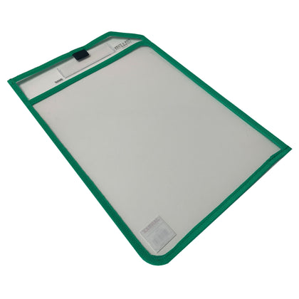 Green Edge Clear Dry Erase Write and Wipe Reusable Sleeve Pocket