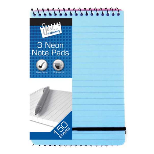 Pack of 3 Neon PP Cover Notebook 128x176mm