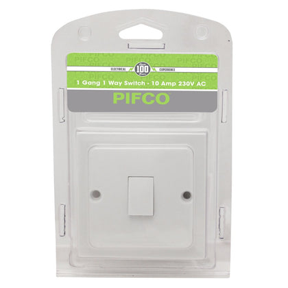 1 Gang 1 Way Wall Switch - 10Amp 230V A.C by Pifco