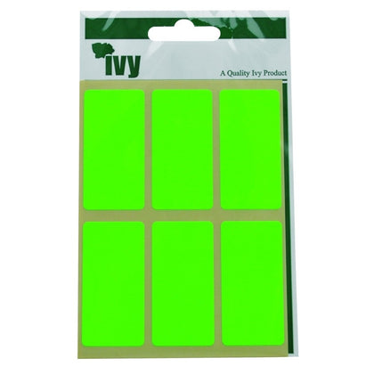 Pack of 24 Green Fluorescent 25x50mm Rectangular Labels