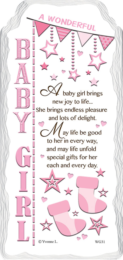 A Wonderful Baby Girl Sentimental Handcrafted Ceramic Plaque