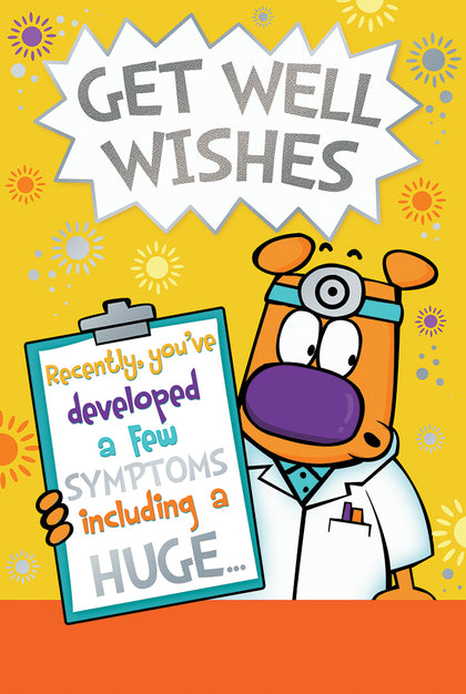 Cute Doctor Design Get Well Wishes Witty Words Card