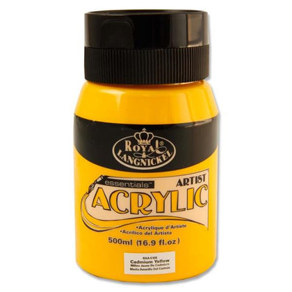 Cadmium Yellow 500ml Essentials Acrylic Pot by Royal & Langnickel