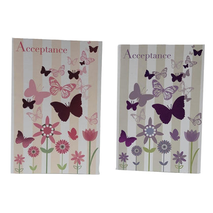 Open Acceptance Red And Purple Design Butterfly Card