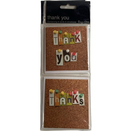 Open Thank You Cards Twin Design Pack 8 Cards With Envelopes Funky