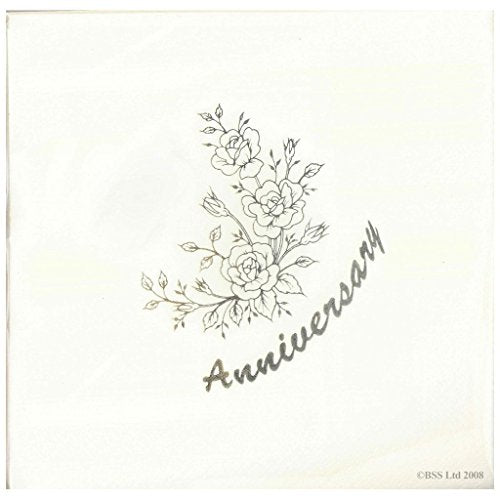 Pack of 15 Luxury Happy Wedding Anniversary Foil Finished Large Napkins (3 Ply)