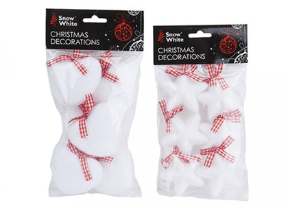 Pack of 6 6cm Heart Or Star Christmas Decorations