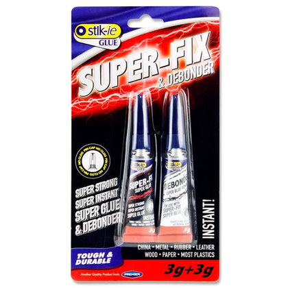 Pack of 3g Super-fix Glue & 3g Debonder by Stik-ie
