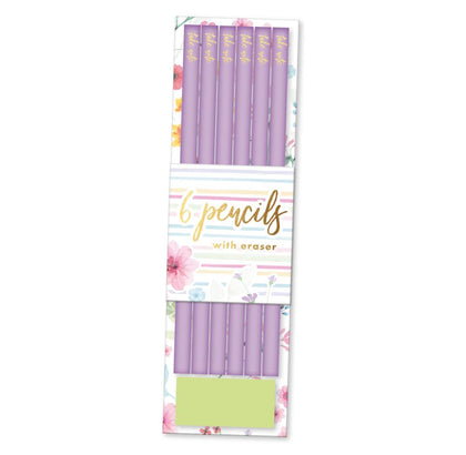 Box of 6 Pastel Bloom Pencils with Eraser