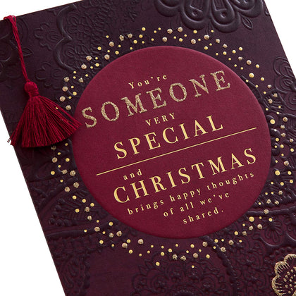 Christmas Card for Someone Special Embossed Design with Gold Glitter