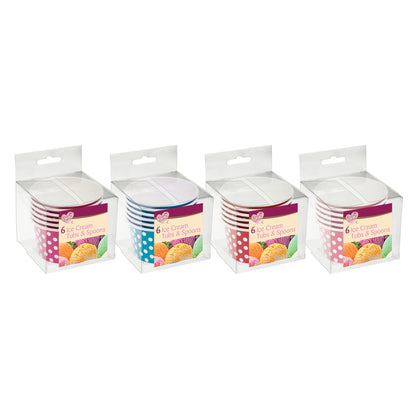 Pack of 6 Disposable Ice-Cream Cups with Spoons