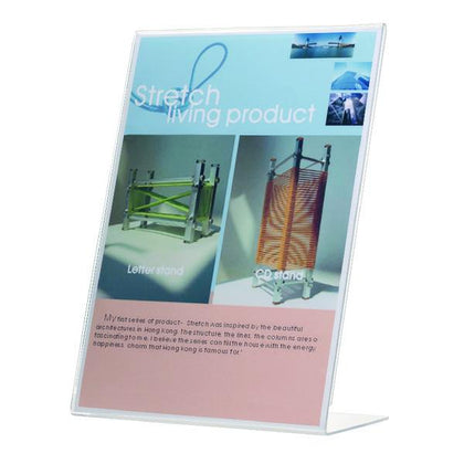Slanted Sign Holder L-Shape A5 (Side loading, made from sturdy plastic)