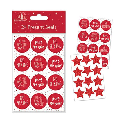 Pack of 24 Red Christmas Present Seals
