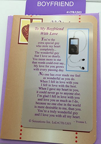 My Boyfriend With Love....Wallet Card (Sentimental Keepsake Wallet / Purse Card)
