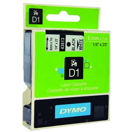 Dymo 43613 D1 LabelMaker Tape 6mm x 7m Black on White S0720780