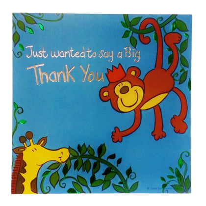 Pack of 10 Thank You Monkey Design Card Sheets Birthday Party
