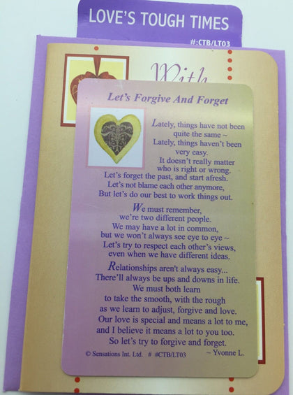 let's Forgive and Forget Sentimental Keepsake Wallet / Purse Card Love's Tough Times