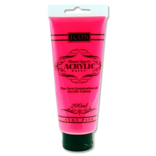 Icon Acrylic Paint 200ml Neon Pink