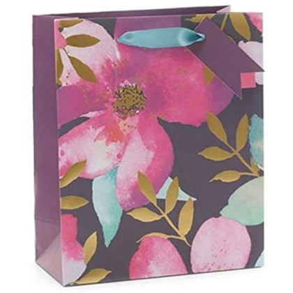 Medium Presents Gift Bag Collage Pink Flowers Purple