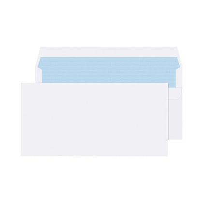 Box of 1000 DL Envelopes Plain Wallet Self Seal 80gsm White