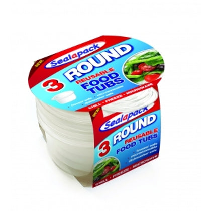3 Pack Round Food Tubs 10x10cm