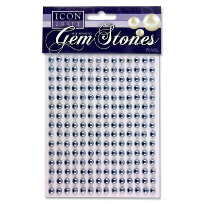 Pack of 210 Pearl Silver Self Adhesive 6mm Gem Stones by Icon Craft