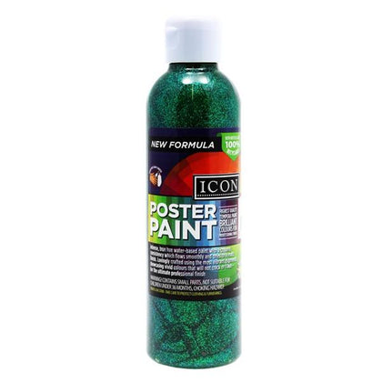 300ml Green Glitter Poster Paint by Icon Art