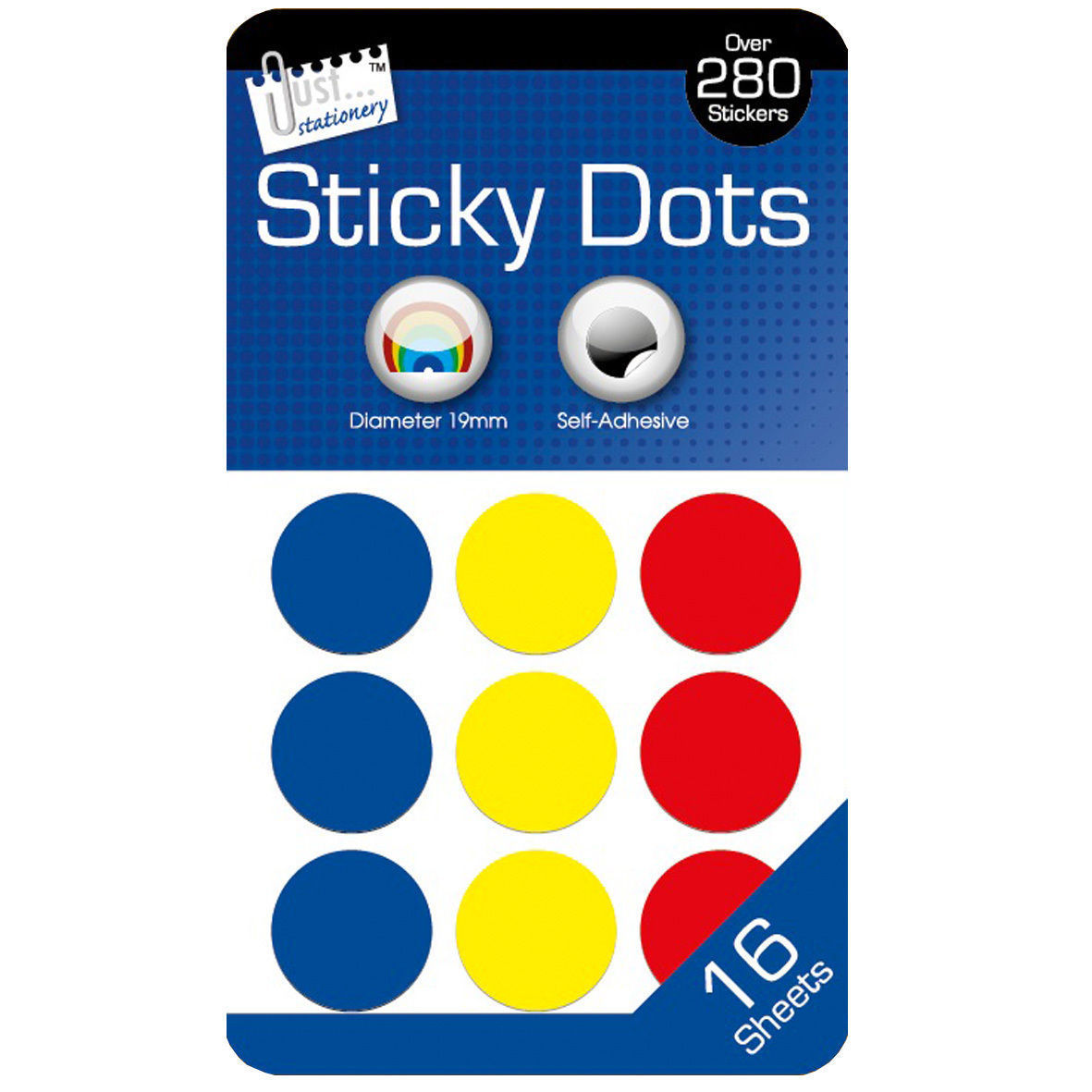 288 Coloured 19mm Sticky Dots