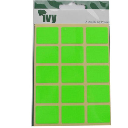 Pack of 60 Green Fluorescent 19x25mm Rectangular Labels
