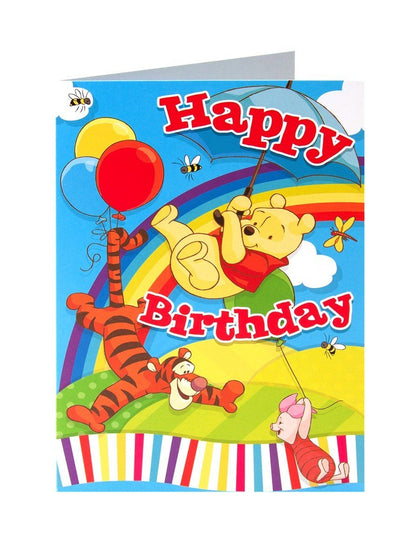 winnie the pooh balloons rainbow happy birthday card