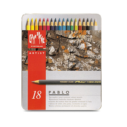 Caran d'Ache 18 Pablo Assorted Colour Pencils in Metal Tin