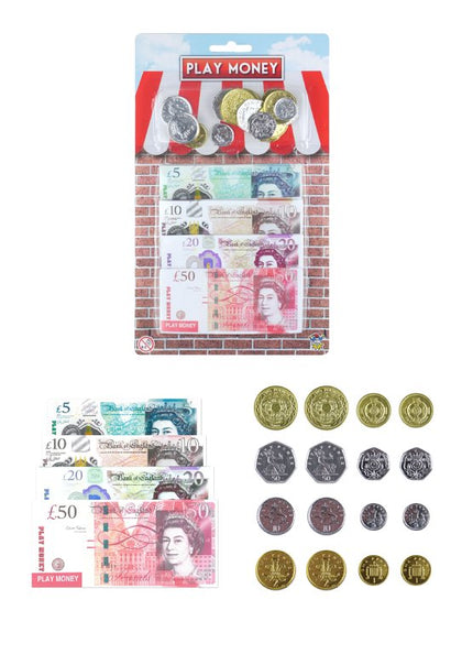 Play Money Sterling Pounds Coins & Notes