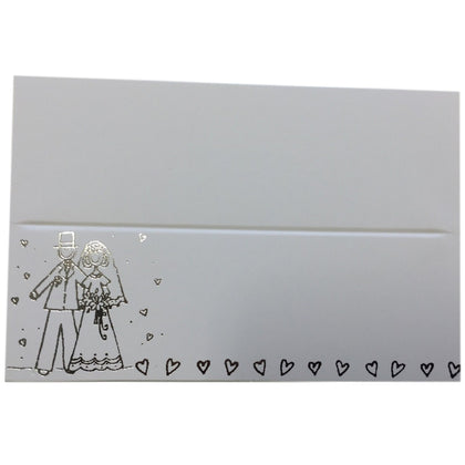 White & Silver Bride & Groom Wedding Place Cards - Pack of 12