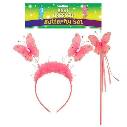 Pack of 2 Piece Butterfly Set  Fairy Wings and Wand Fancy Dress Party Princess