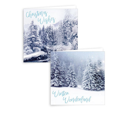 Pack of 10 Winter Scene Design Square Christmas Greeting Cards
