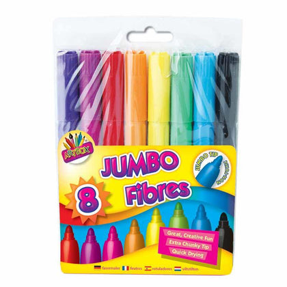 Pack of 8 Jumbo Fibre Colouring Pens.