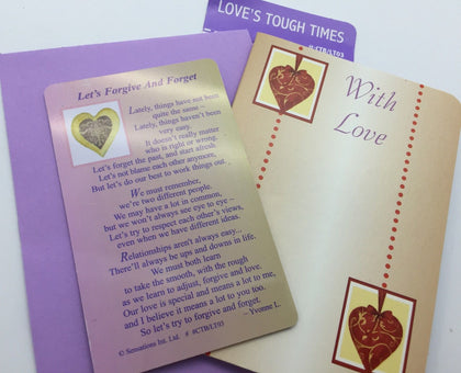 let's Forgive and Forget Sentimental Keepsake Wallet / Purse Card Love's Tough Times