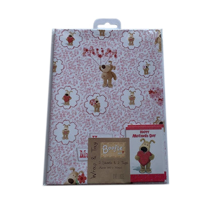 Boofle Happy Mothers Day Gift Wrap 2 Sheets 2 Tags