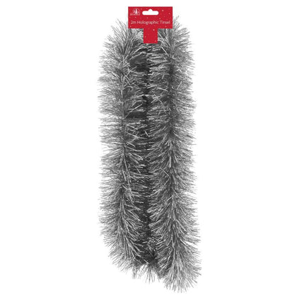 2m Silver Christmas Holographic Luxury Tinsel