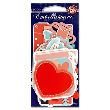 Pack of 24 Decorative Love Embellishments by Icon Craft