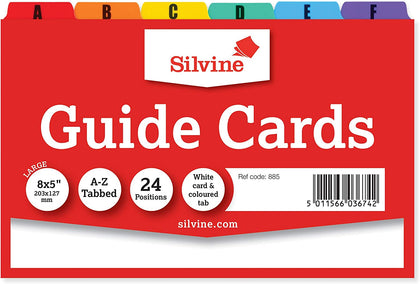 White Cards And Coloured Tab A-Z Guide Cards 203 x 127mm (8
